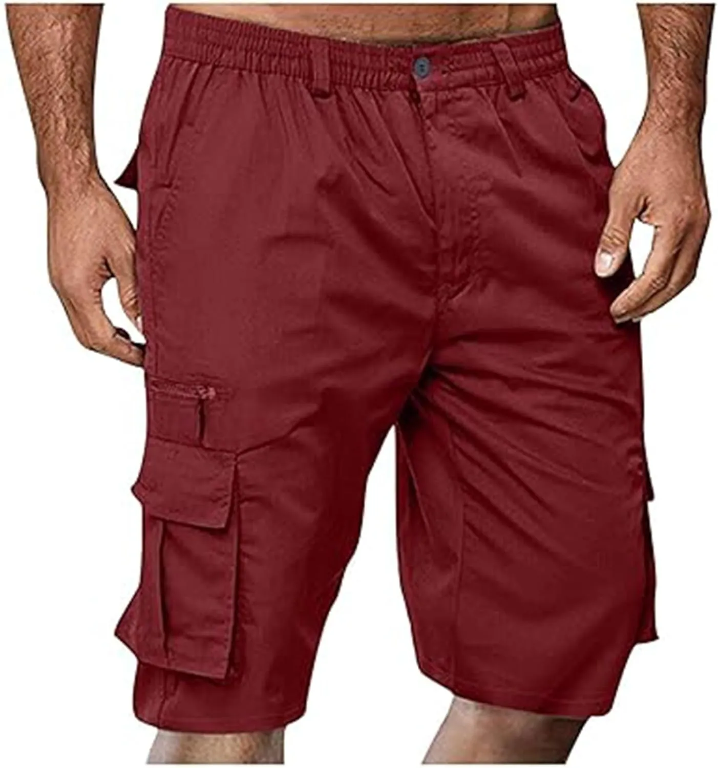 Mens Elastic Waist Cargo Shorts 2024 Summer Casual Bermuda Shorts with Multi Pocket Casual Short Pants Trendy Shorts