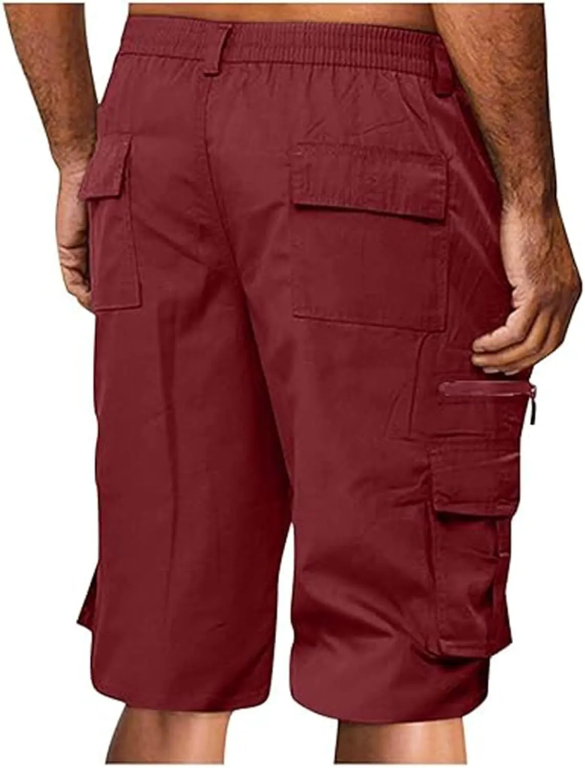 Mens Elastic Waist Cargo Shorts 2024 Summer Casual Bermuda Shorts with Multi Pocket Casual Short Pants Trendy Shorts