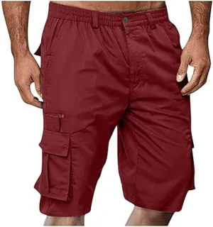 Mens Elastic Waist Cargo Shorts 2024 Summer Casual Bermuda Shorts with Multi Pocket Casual Short Pants Trendy Shorts