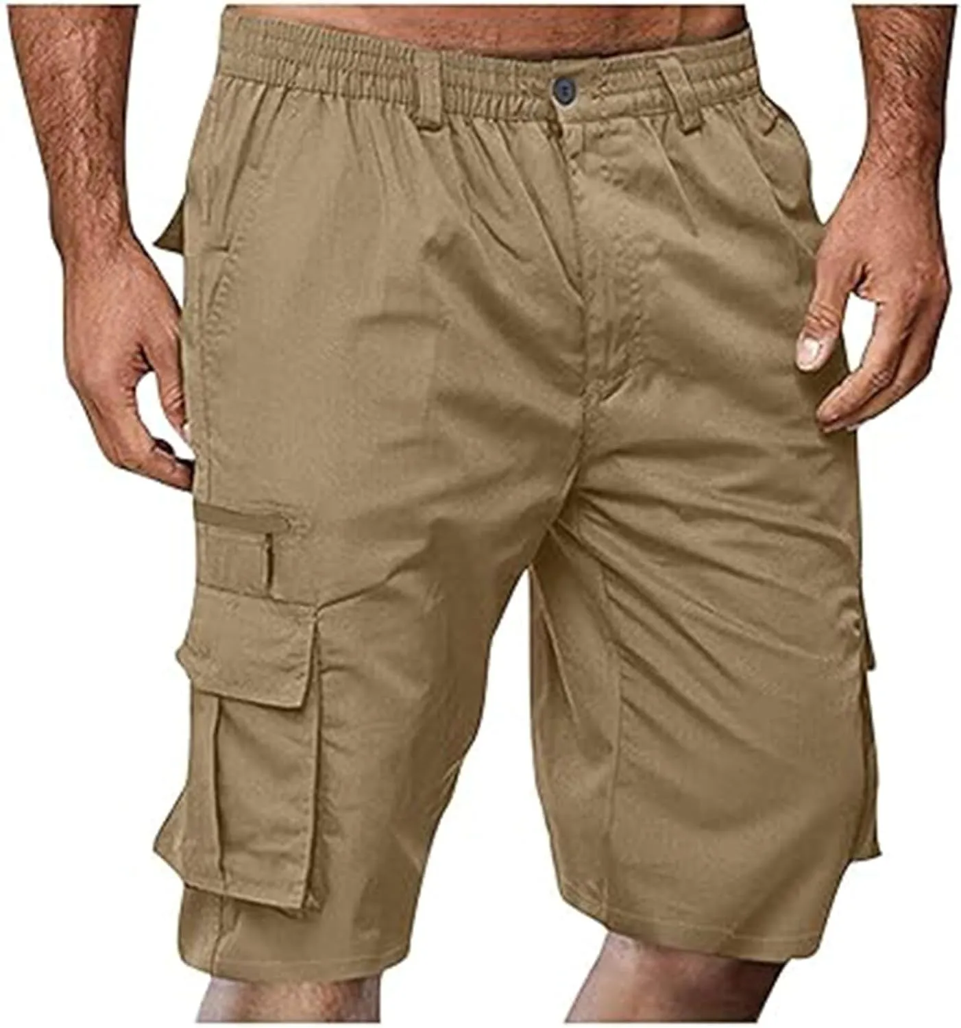 Mens Elastic Waist Cargo Shorts 2024 Summer Casual Bermuda Shorts with Multi Pocket Casual Short Pants Trendy Shorts