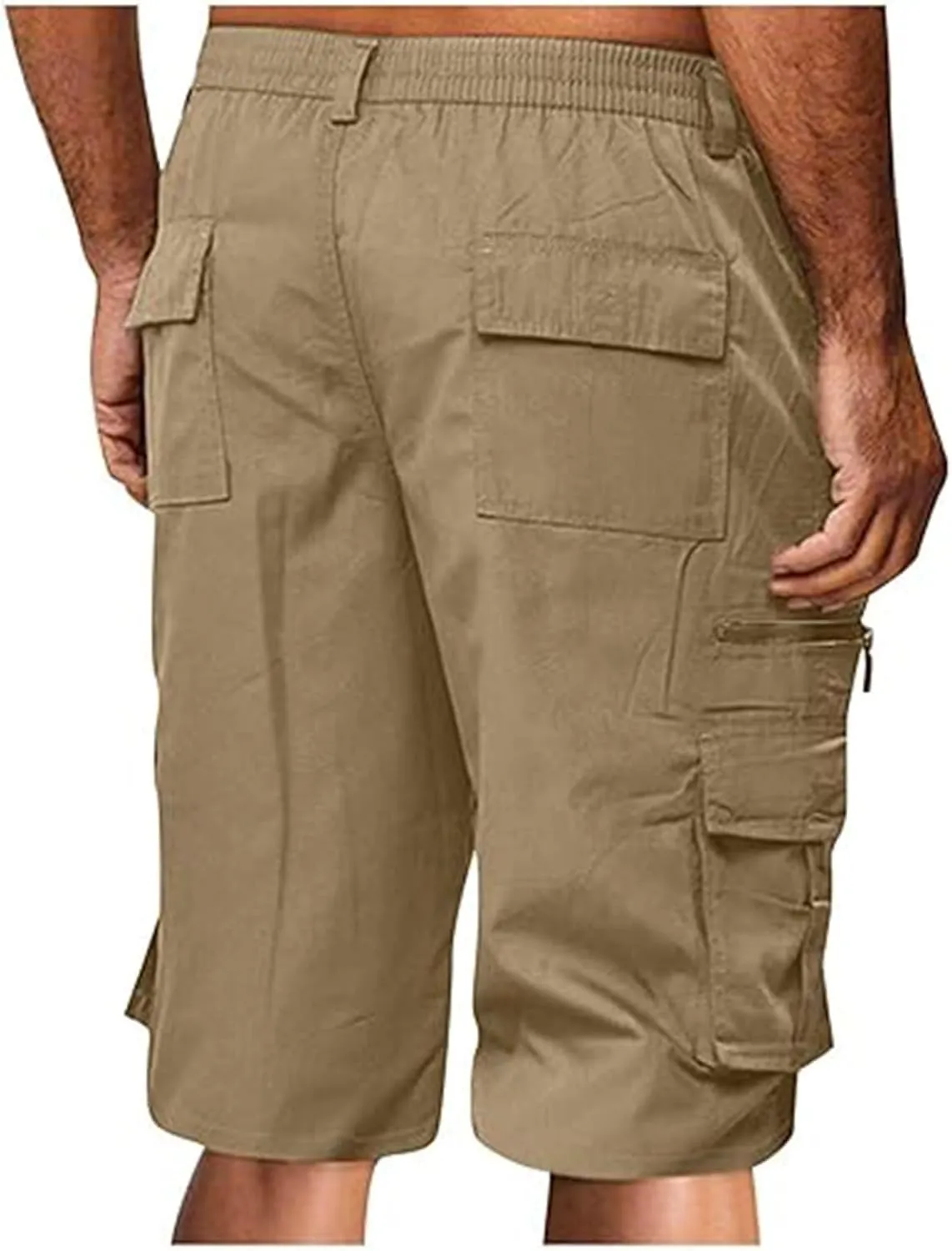 Mens Elastic Waist Cargo Shorts 2024 Summer Casual Bermuda Shorts with Multi Pocket Casual Short Pants Trendy Shorts