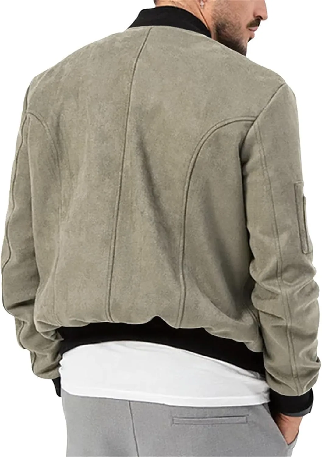 Mens Faux Suede Bomber Jackets 2024 Varsity Jacket Windbreaker Vintage Casual Lightweight Leather Coats Jackets