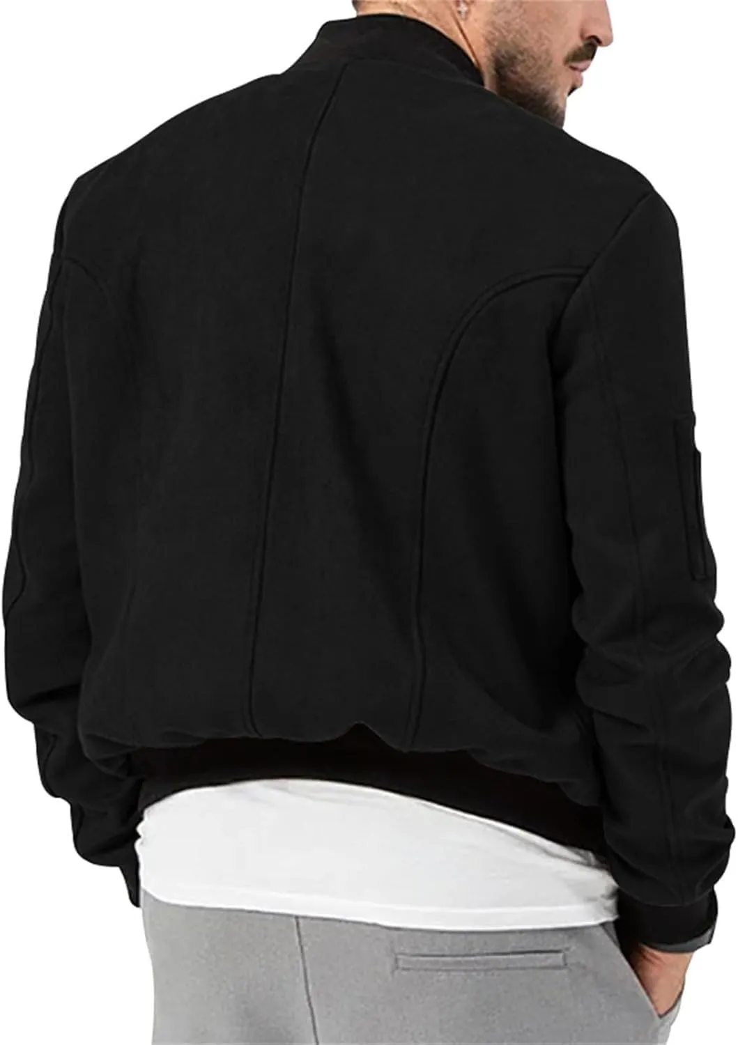 Mens Faux Suede Bomber Jackets 2024 Varsity Jacket Windbreaker Vintage Casual Lightweight Leather Coats Jackets