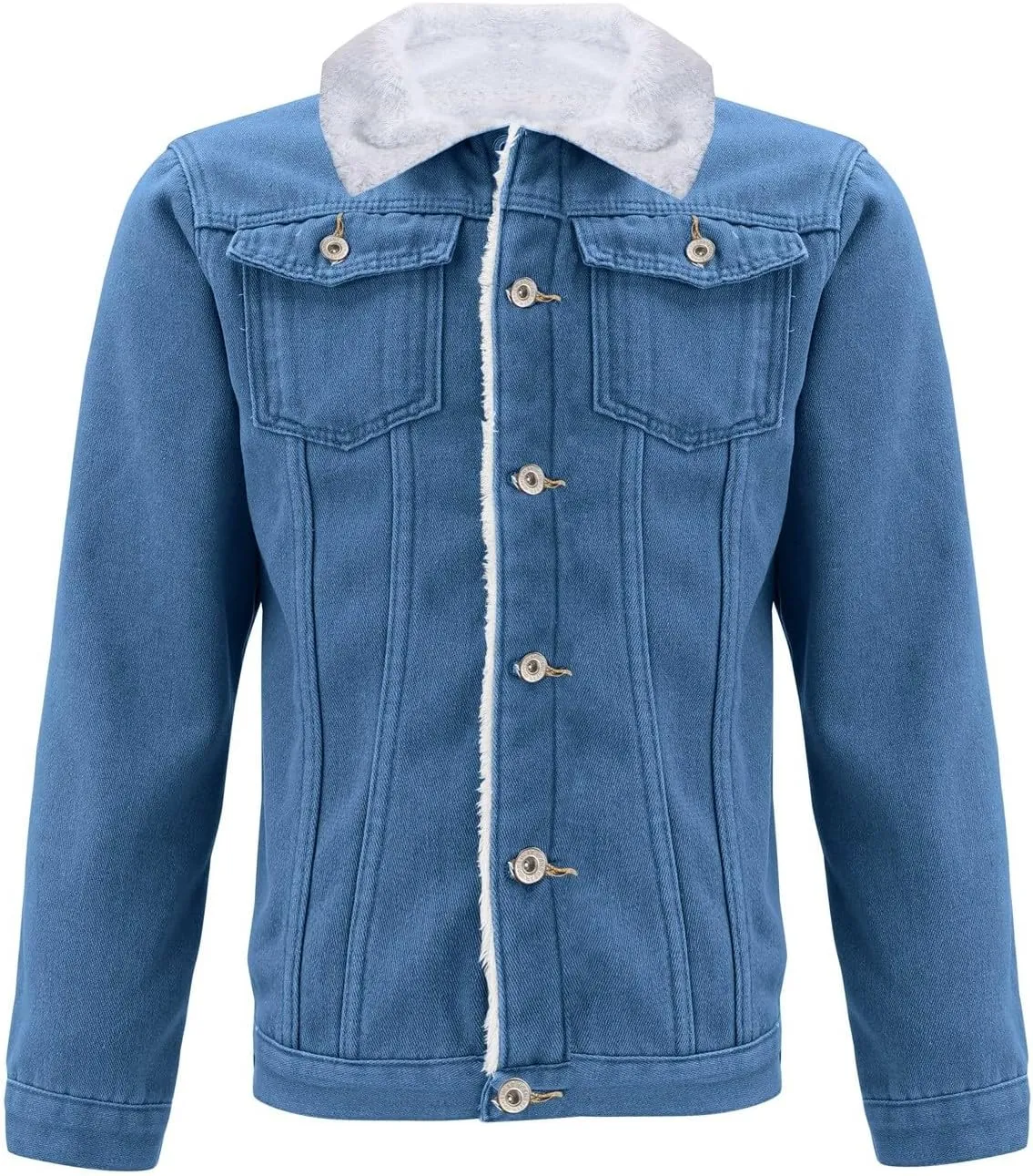 Men's Fleece Lined Denim Jacket Winter Sherpa Denim Fur Collar Trucker Cowboy Jean Jackets Vintage Button Down Coats