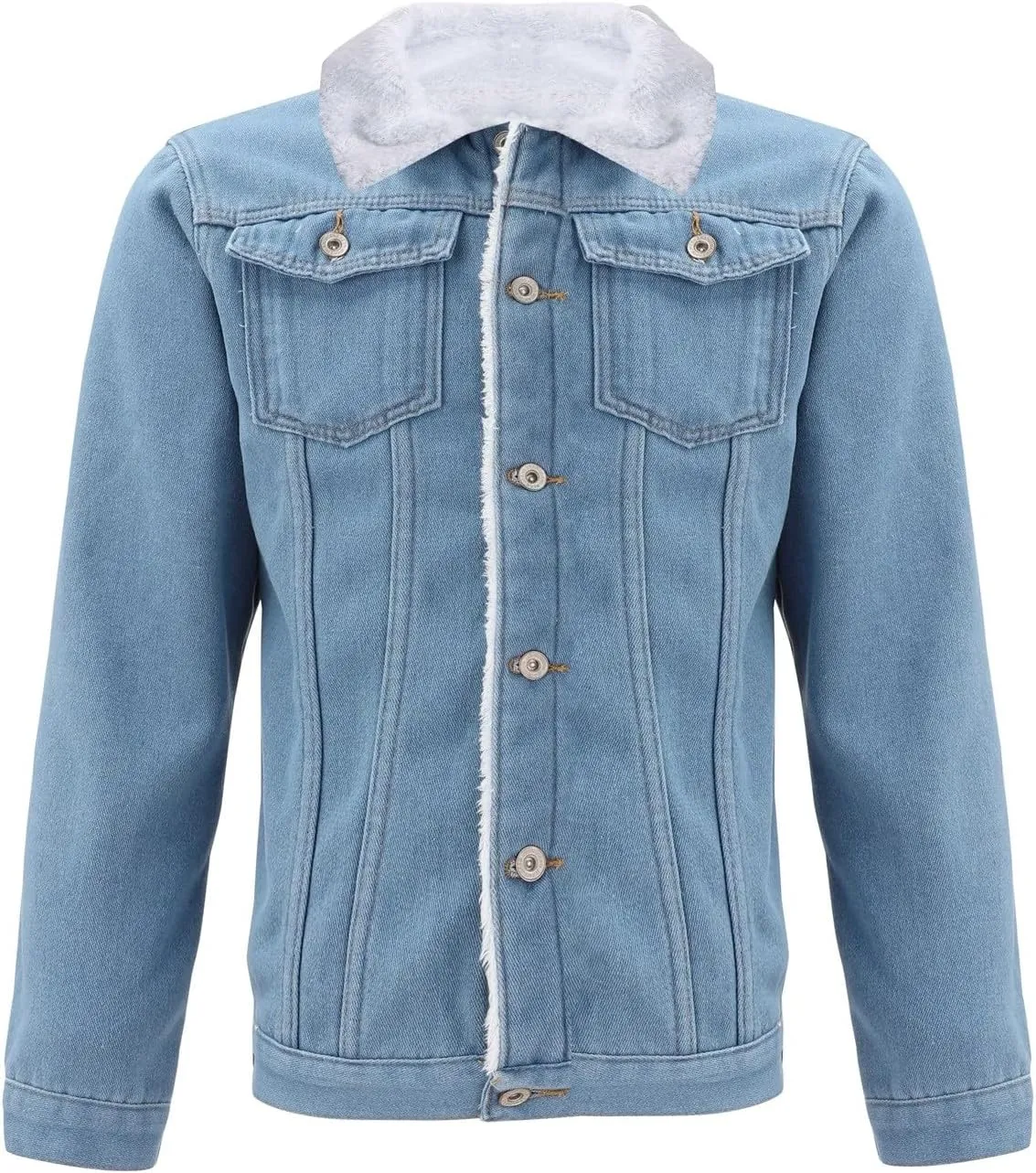 Men's Fleece Lined Denim Jacket Winter Sherpa Denim Fur Collar Trucker Cowboy Jean Jackets Vintage Button Down Coats