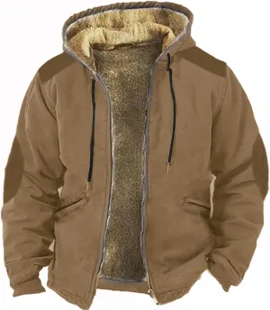 Mens Fleece Sherpa Lined Zip Up Hoodie Jackets, Long Sleeve Coat, Fleece Fur Lined Oversized Hoodies for Men