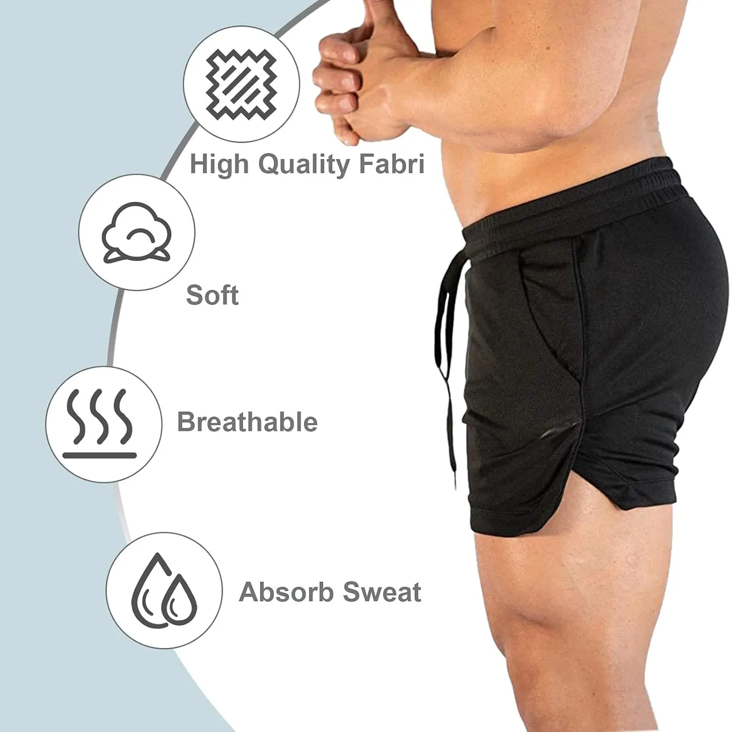 Men's Gym Running Shorts 3" Breathable Lightweight Athletic Sport Shorts Training Workout Shorts with Pockets