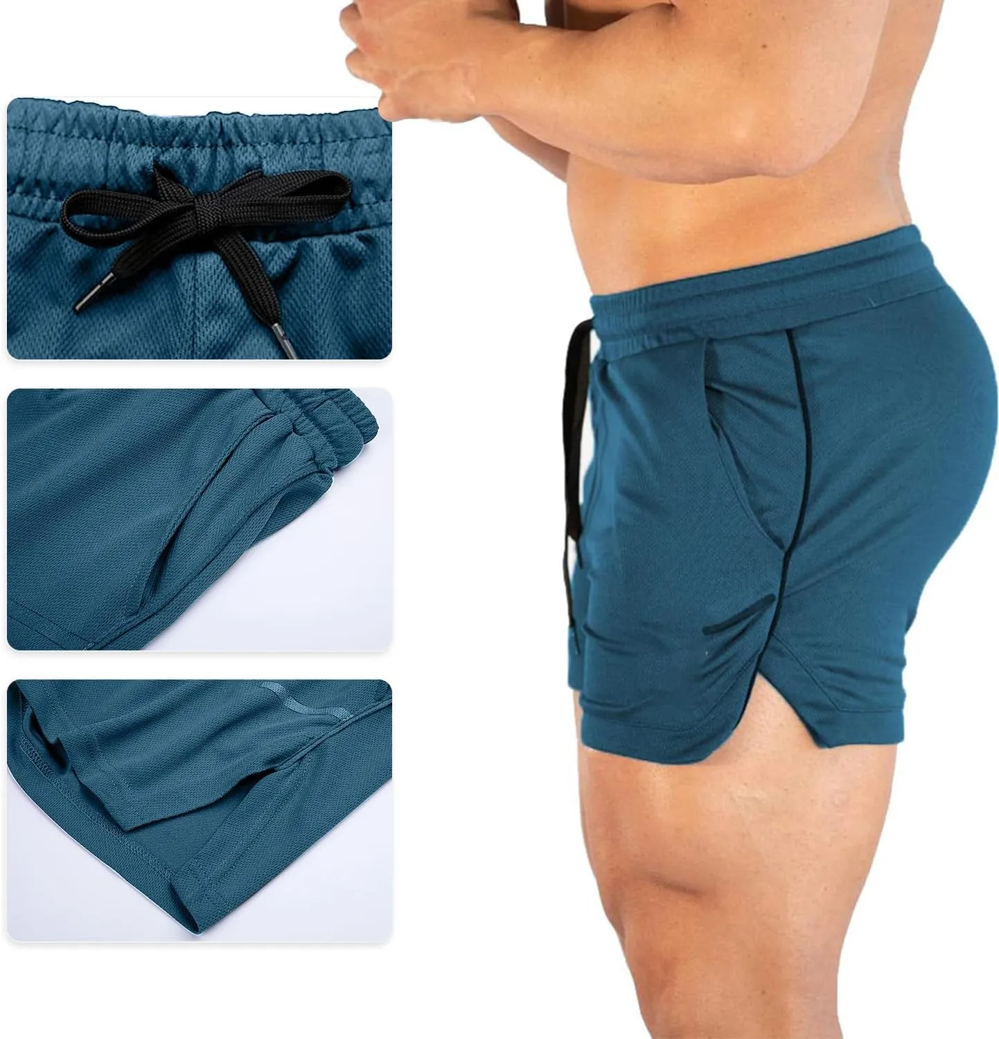 Men's Gym Running Shorts 3" Breathable Lightweight Athletic Sport Shorts Training Workout Shorts with Pockets