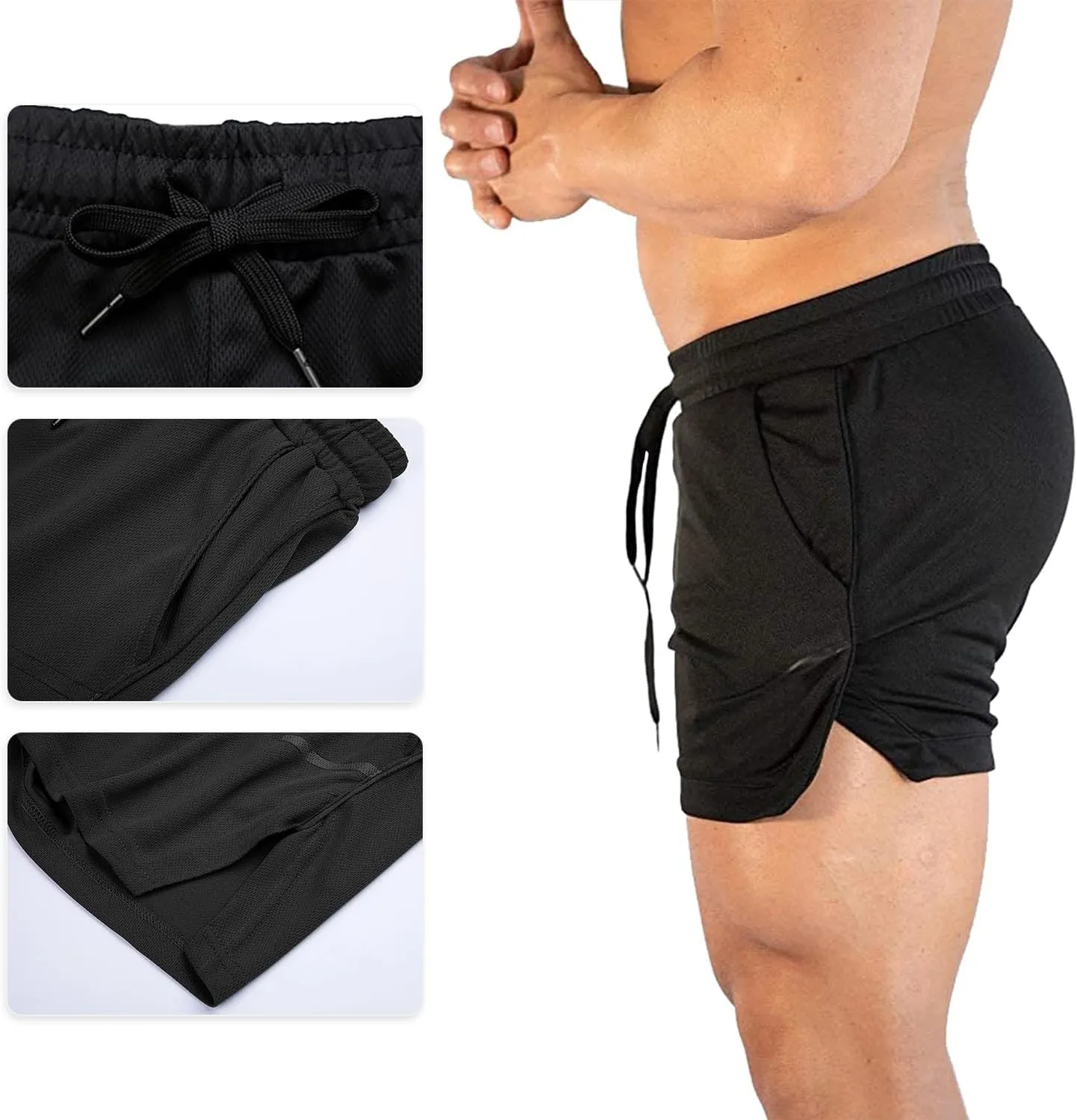 Men's Gym Running Shorts 3" Breathable Lightweight Athletic Sport Shorts Training Workout Shorts with Pockets