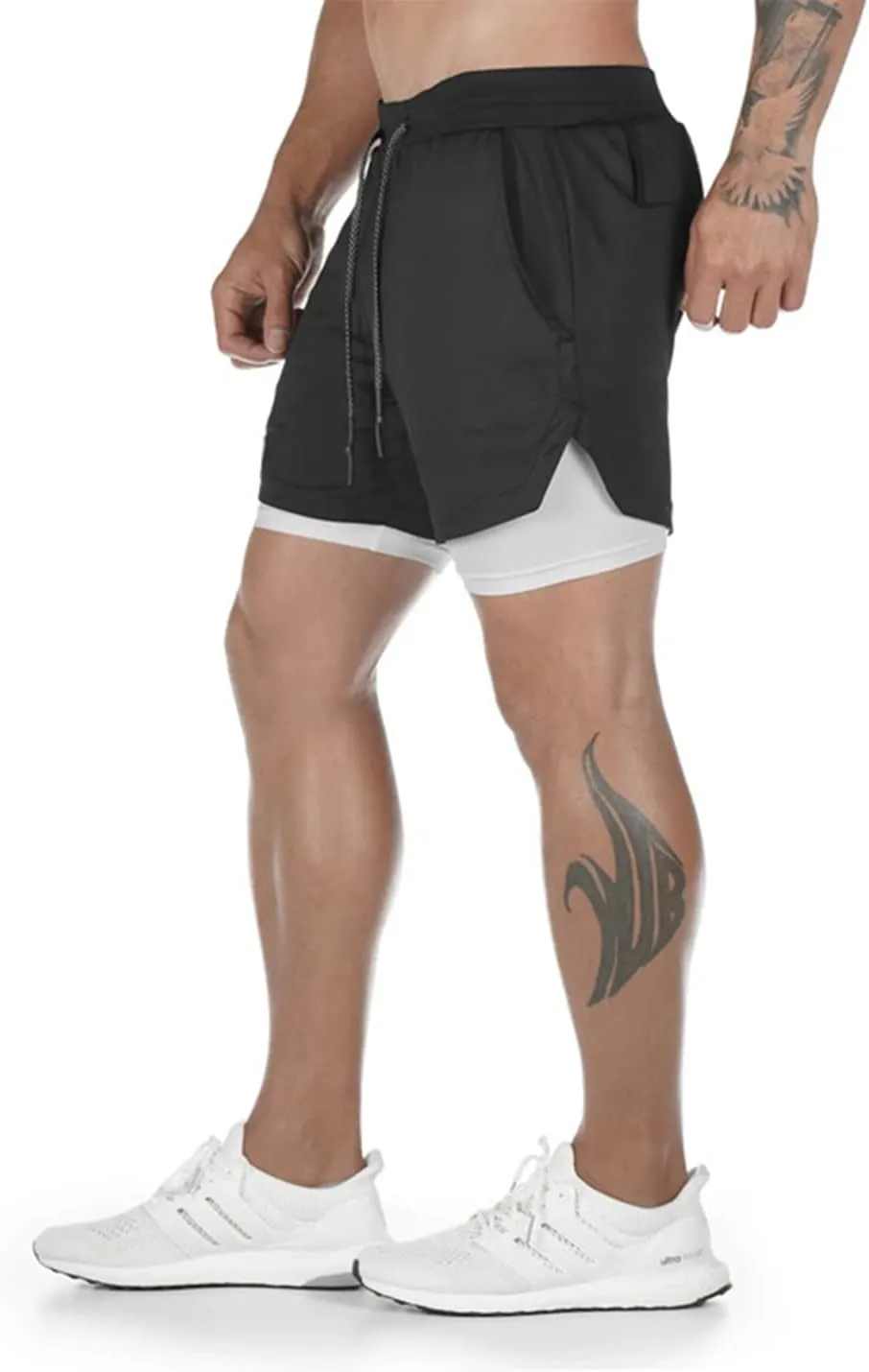 Men's Gym Shorts 2 in 1 Running Shorts with Pocket Quick Dry Athletic Workout Sport Pants