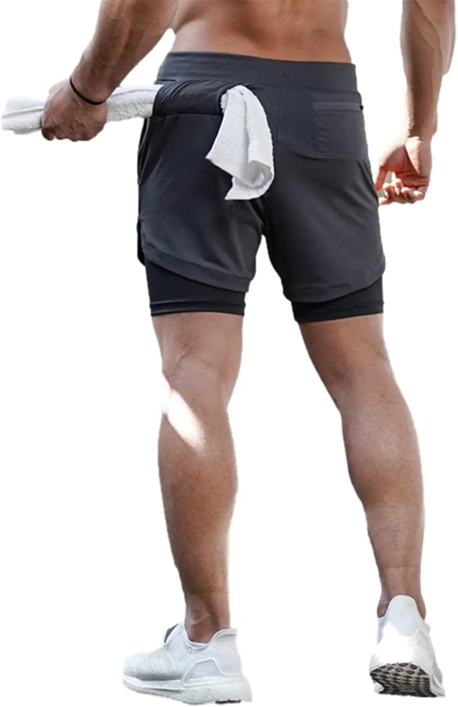 Men's Gym Shorts 2 in 1 Running Shorts with Pocket Quick Dry Athletic Workout Sport Pants