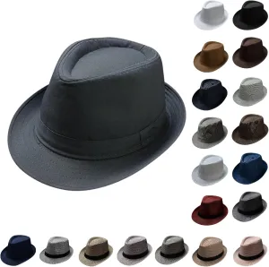 Men's Hats Classic Fedoras Hat Vintage Jazz Cap Casual Short Brim Panama Hats for Men Women Outdoor Beach Sun Caps