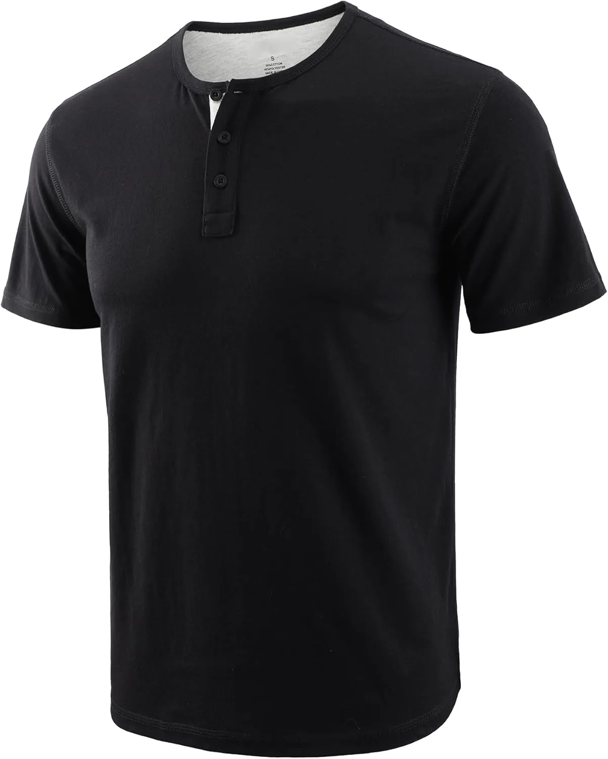 Mens Henley Shirts Short Sleeve Cotton Basic T-Shirts Classic Fashion Casual Shirt