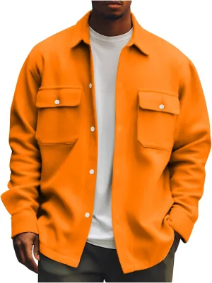 Men's Jackets Casual Button Up Corduroy Jackets Long Sleeve Fashion Stylish Lightweight Shirt Jacket, M-6XL