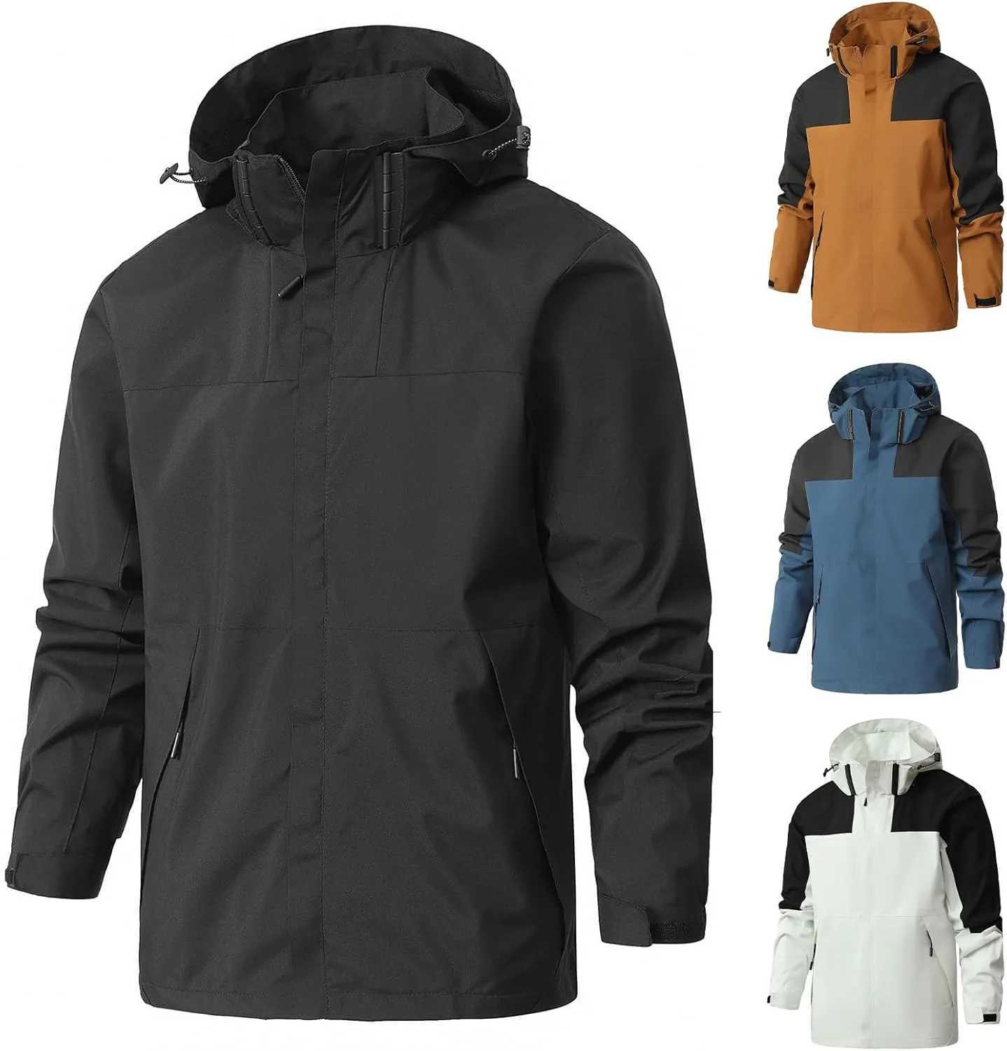 Mens Lightweight Rain Jacket Outdoor Waterproof Shell Hooded Jacket Hiking Travel Running Raincoat Unisex Windbreaker