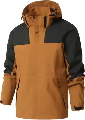 Mens Lightweight Rain Jacket Outdoor Waterproof Shell Hooded Jacket Hiking Travel Running Raincoat Unisex Windbreaker