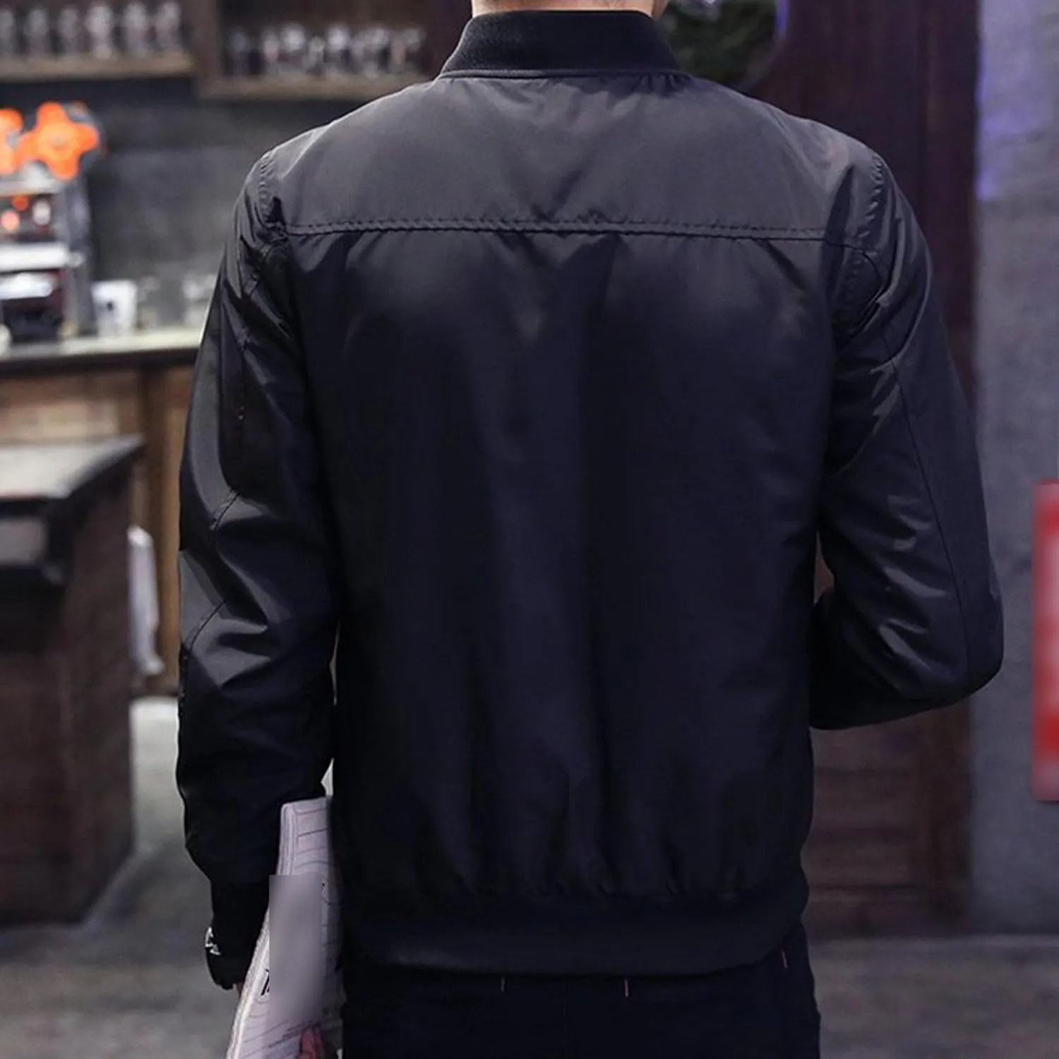 Men's Lightweight Spring Fall Bomber Jackets Long Sleeve Zip Up Casual Baseball Jackets Windproof Varsity Coat