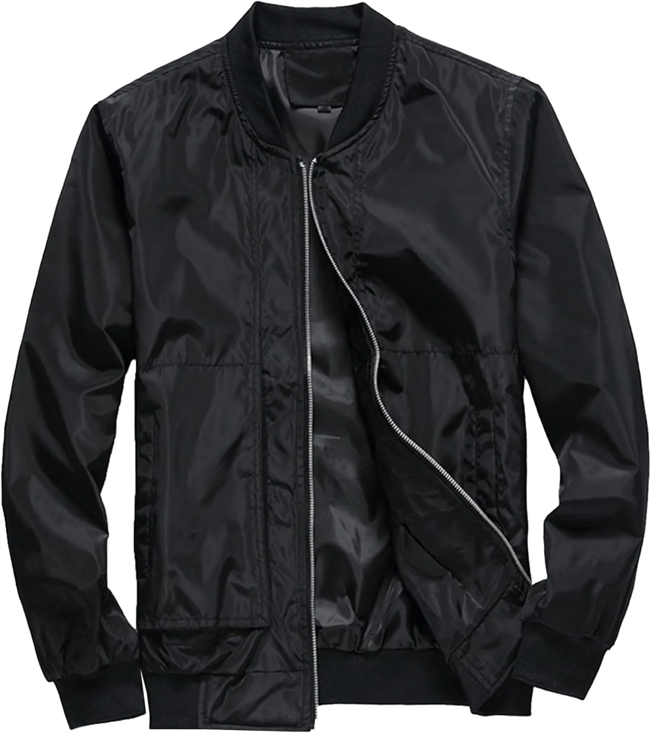 Men's Lightweight Spring Fall Bomber Jackets Long Sleeve Zip Up Casual Baseball Jackets Windproof Varsity Coat