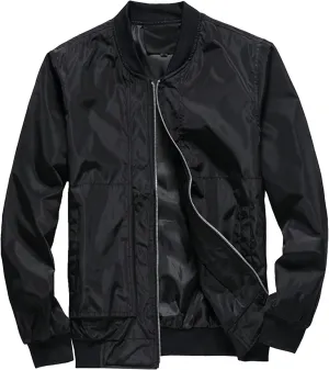 Men's Lightweight Spring Fall Bomber Jackets Long Sleeve Zip Up Casual Baseball Jackets Windproof Varsity Coat