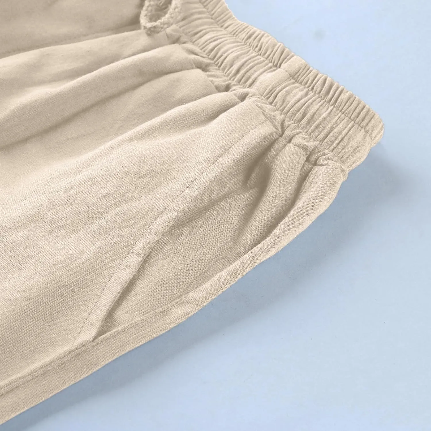 Men's Linen Shorts Casual Elastic Waist Drawstring Summer Beach Shorts Harem Casual Beach Yoga Trousers Men's Cargo Shorts