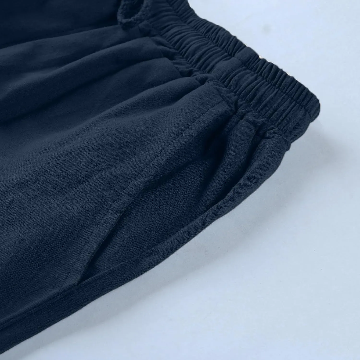 Men's Linen Shorts Casual Elastic Waist Drawstring Summer Beach Shorts Harem Casual Beach Yoga Trousers Men's Cargo Shorts