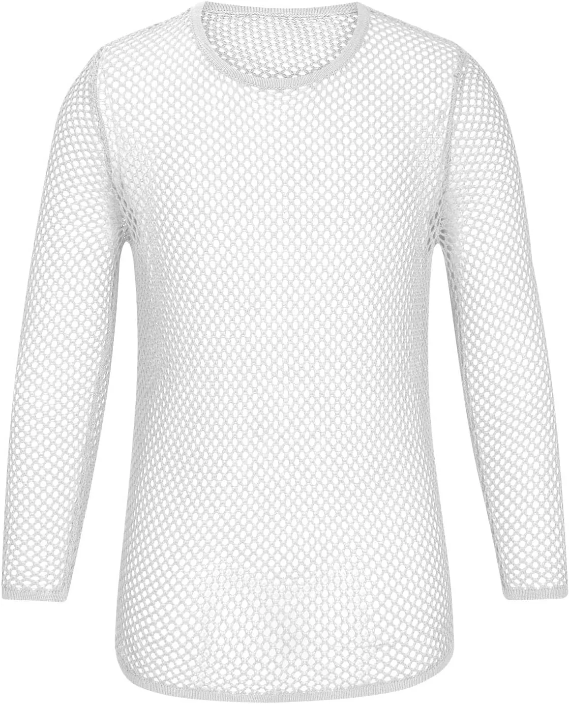 Men's Mesh Fishnet Top Fitted Beach Muscle Tee Shirts Sheer See Through Gym Workout T-Shirt Net Undershirt Clubwear