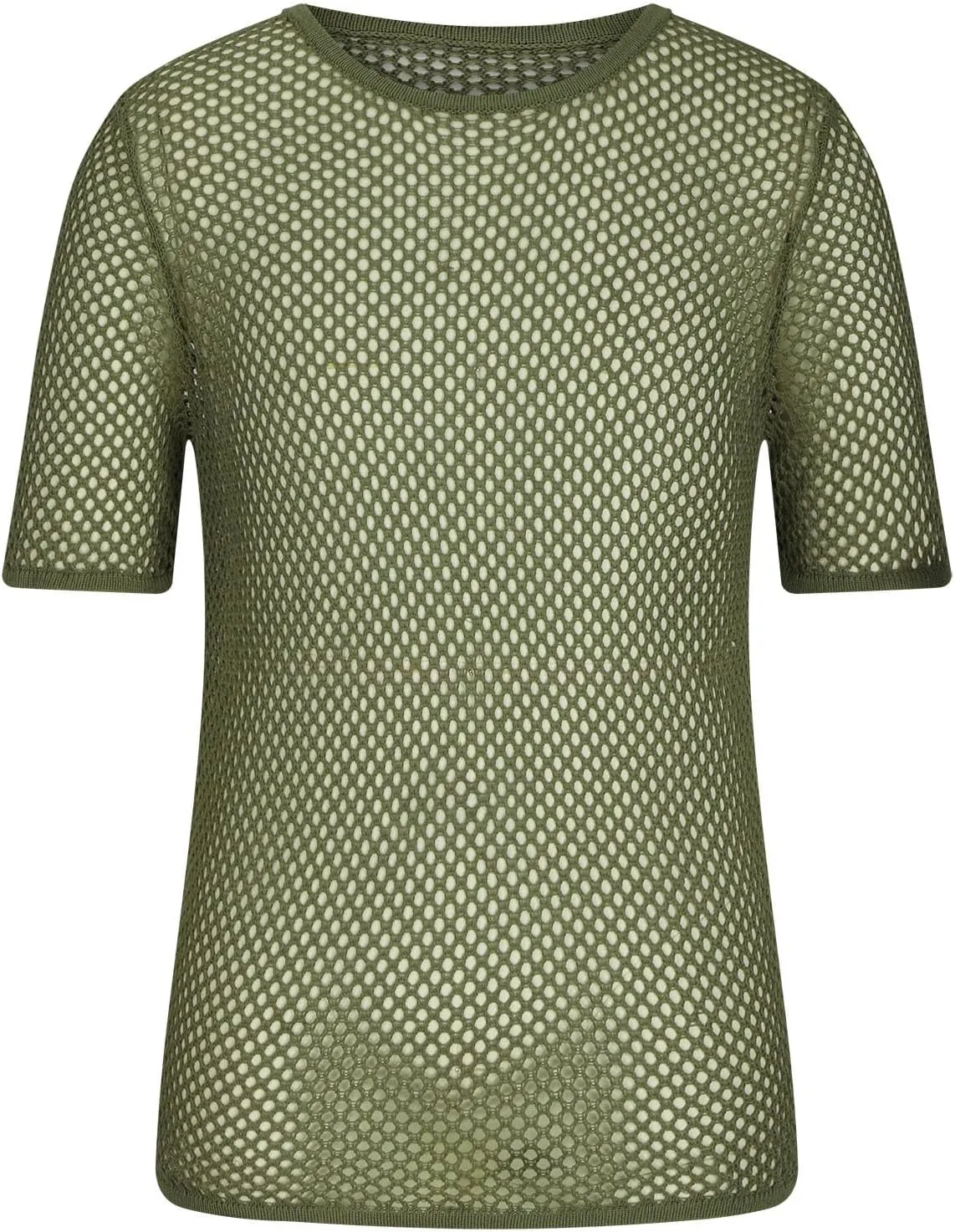 Men's Mesh Fishnet Top Fitted Beach Muscle Tee Shirts Sheer See Through Gym Workout T-Shirt Net Undershirt Clubwear