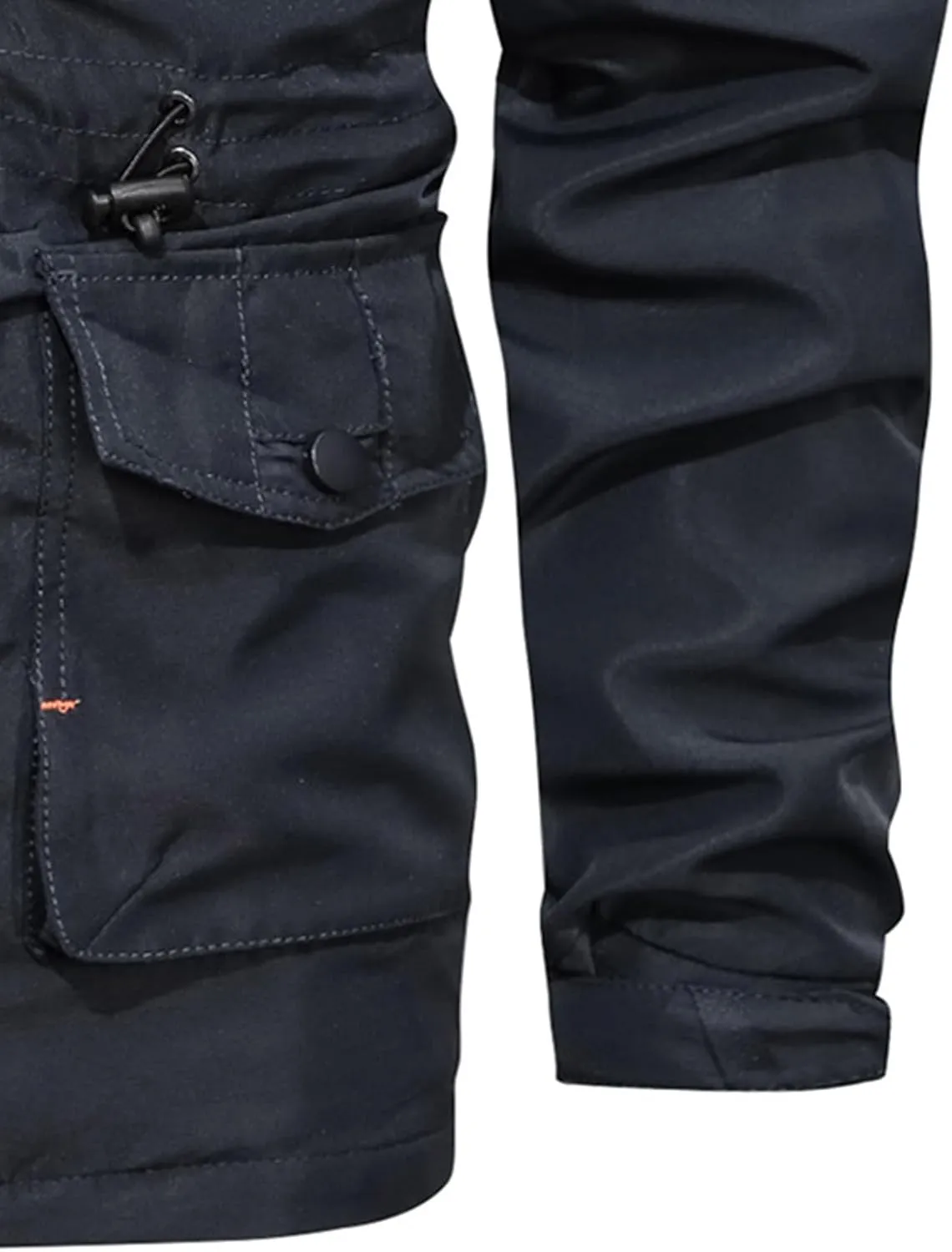 Men's Military Style Jacket Utility Hooded Lightweight Mid-Long Bomber Work Jackets Casual Outwear with Multi Pockets