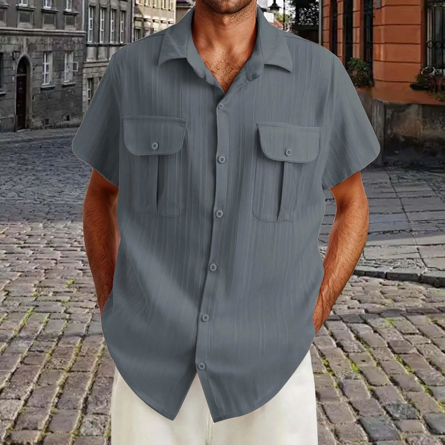 Mens Shirts Cotton Linen Casual Beach T Shirts Button Down Short Sleeve Basic Men Big and Tall Regular Fit Tops 2025 Summer