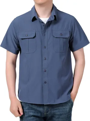 Men's Short Sleeve Aero Tech Button-up Shirt Button Down Mens Big and Tall Shirts