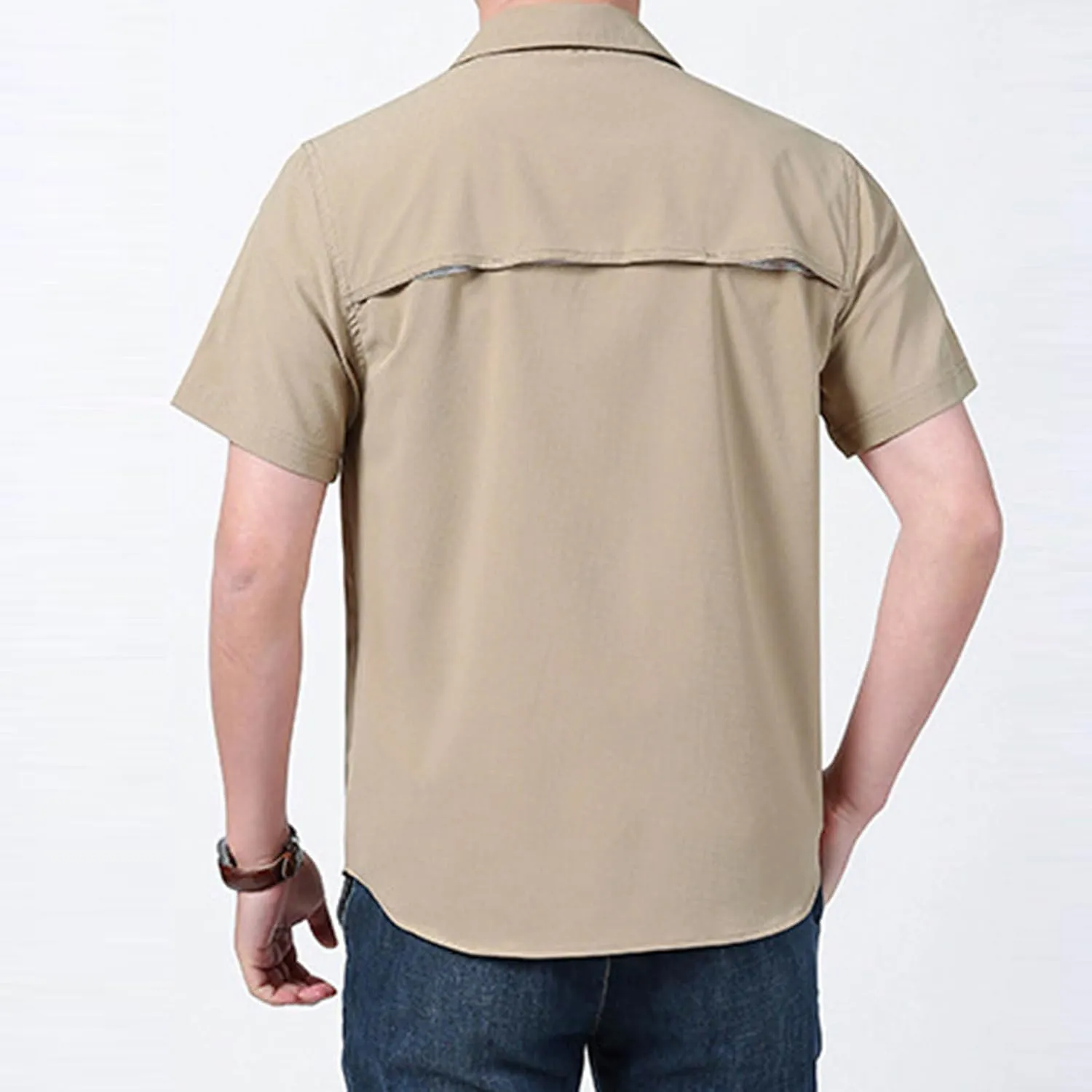 Men's Short Sleeve Aero Tech Button-up Shirt Button Down Mens Big and Tall Shirts