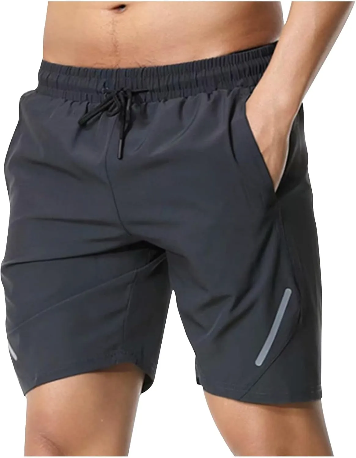 Mens Shorts Athletic Casual Drawstring Stretch Waist Shorts Quick Dry Running Workout Shorts with Pockets