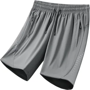 Men's Shorts Summer Sport Lightweight Breathable Elastic Ice Silk Drawstring Outdoor Workout Shorts