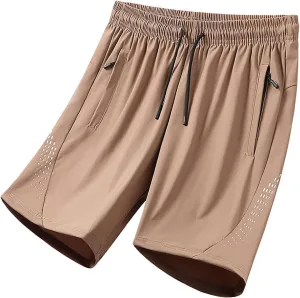Men's Shorts Summer Sport Lightweight Breathable Elastic Ice Silk Drawstring Outdoor Workout Shorts