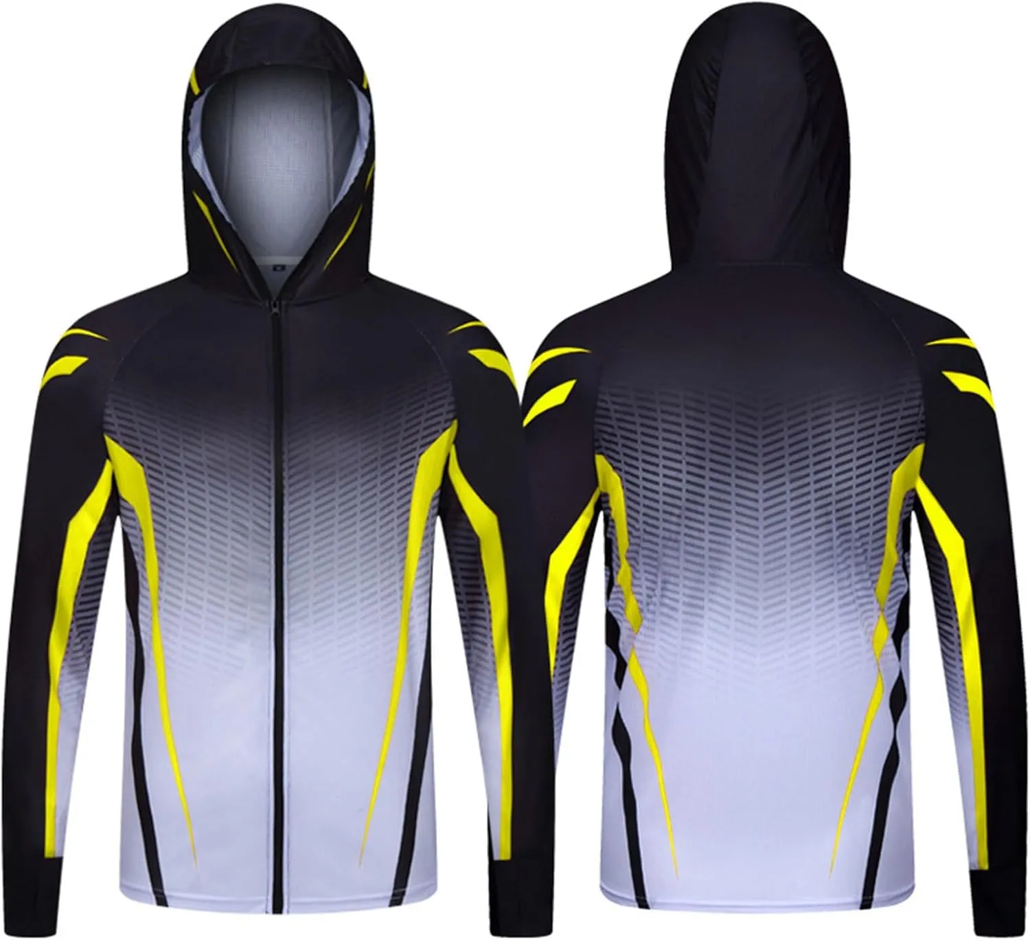 Mens Sun Protection Camouflage Zip Long Sleeve Jacket Breathable Lightweight Hooded Coat Outdoor Fishing Outwear