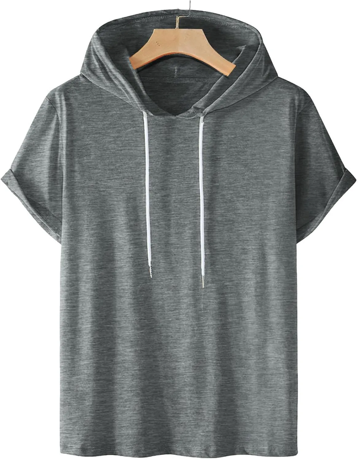 Mens T-Shirts Big and Tall Short Sleeve Solid Hoodies Shirt Causal Summer Vacation Shirts Gym Workout Tee Tops