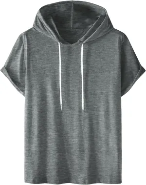 Mens T-Shirts Big and Tall Short Sleeve Solid Hoodies Shirt Causal Summer Vacation Shirts Gym Workout Tee Tops