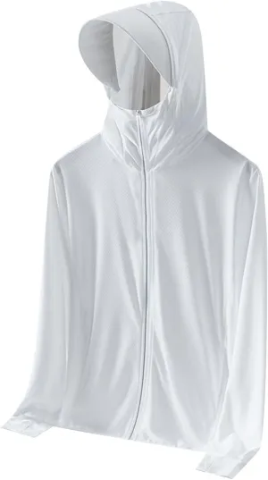 Men's UPF 50  Full Zip Fishing Hoodies Sun Shirts with Mask UV Neck Gaiter Hoodie Quick Dry Long Sleeve Hiking Shirts