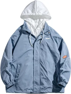 Mens Windbreaker Jackets Lightweight with Hooded Jackets Casual Stylish Cycling Travel Outdoor Fishing with Pockets