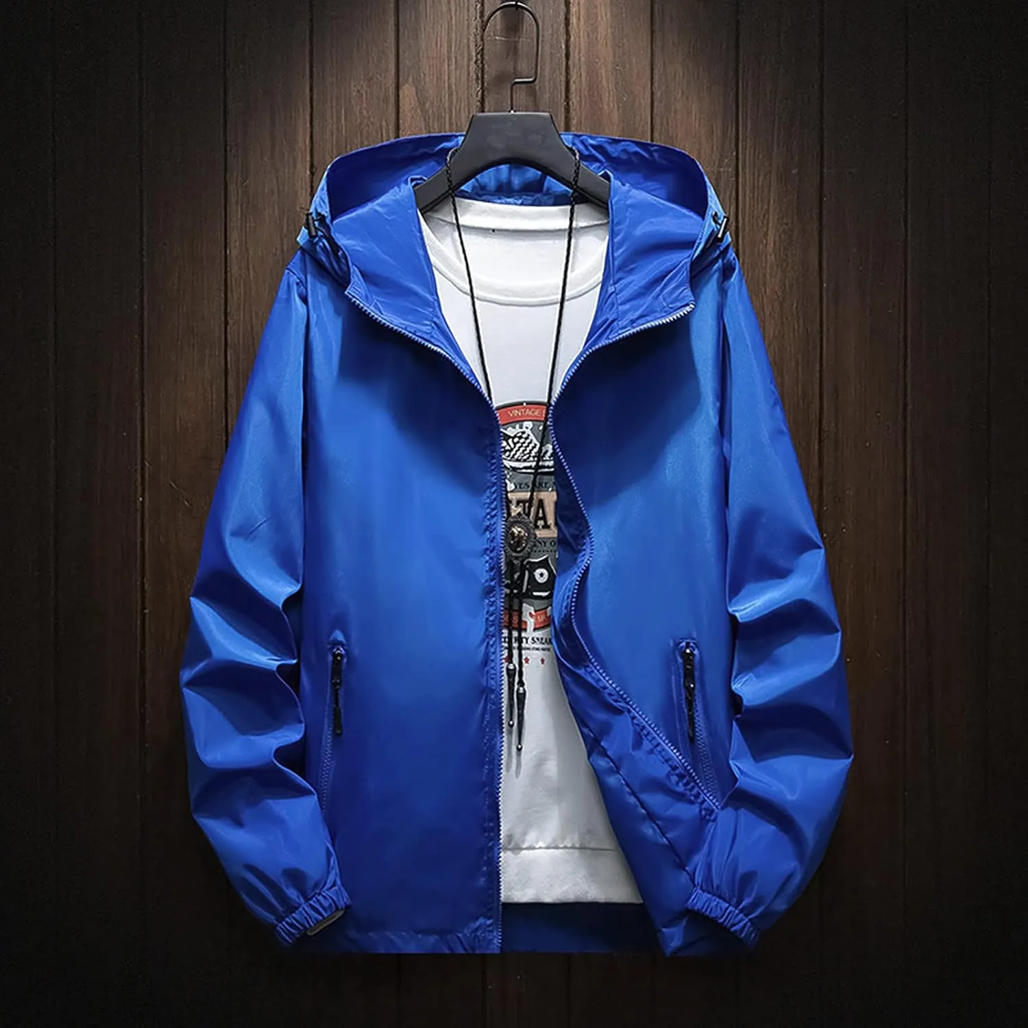 Men's Windbreaker Rain Jacket Lightweight Pullover For Hiking Golf Running Jacket, M-7XL