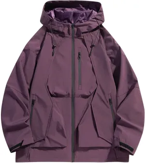 Mens Windproof Jacket Waterproof Lightweight Mountain Sport Jacket for Men Hooded Windbreaker Raincoat Zipper Jackets