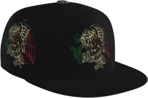 Mexican Eagle Flat Bill Hats for Men Snapback Hats for Men Trucker Hat Baseball Cap Gaming Adjustable Brim Black