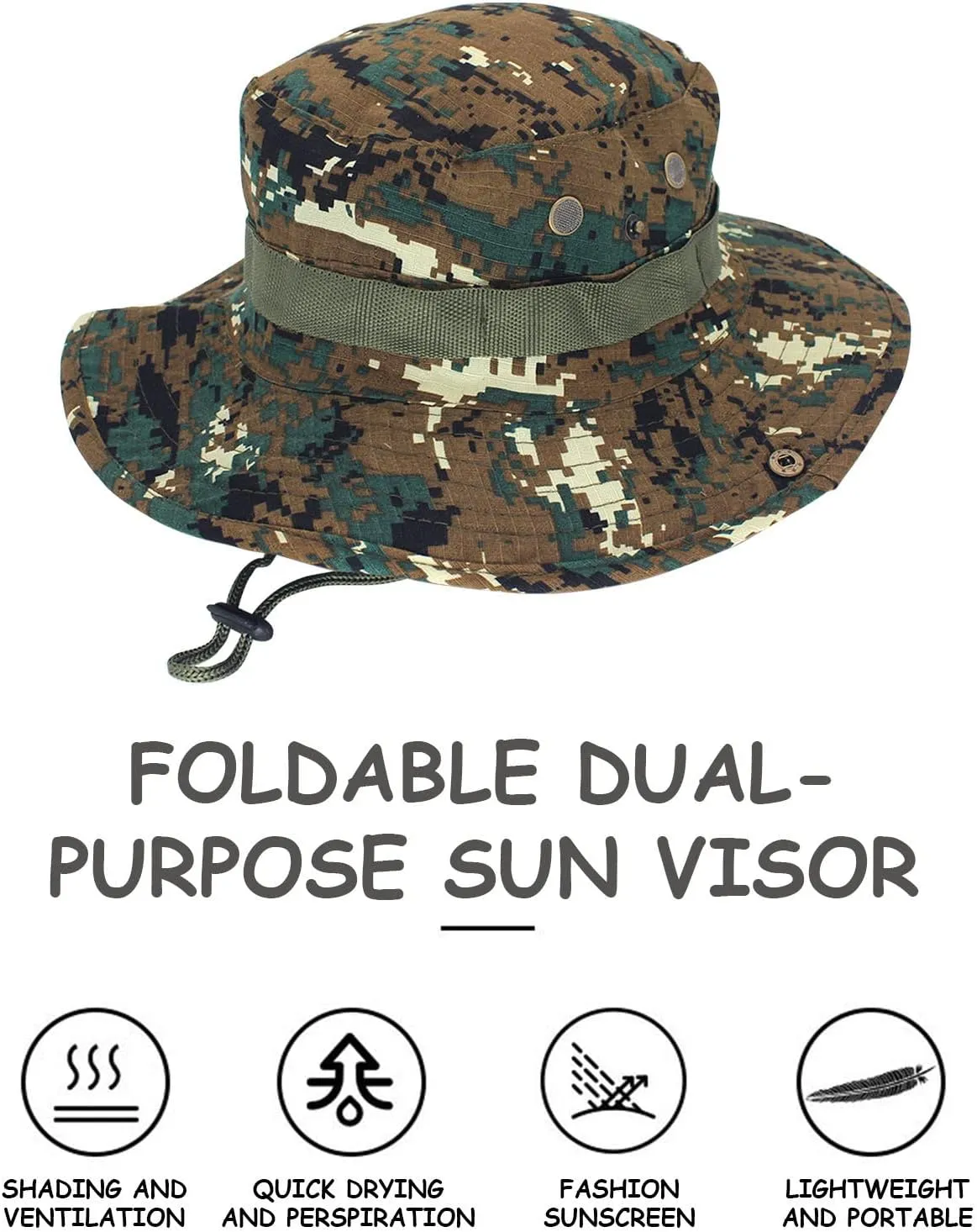 Military Tactical Boonie Hats for Men Women Camo Visor Bucket Hats Outdoor Hunting Fishing Caps Casual Safari Sun Hat