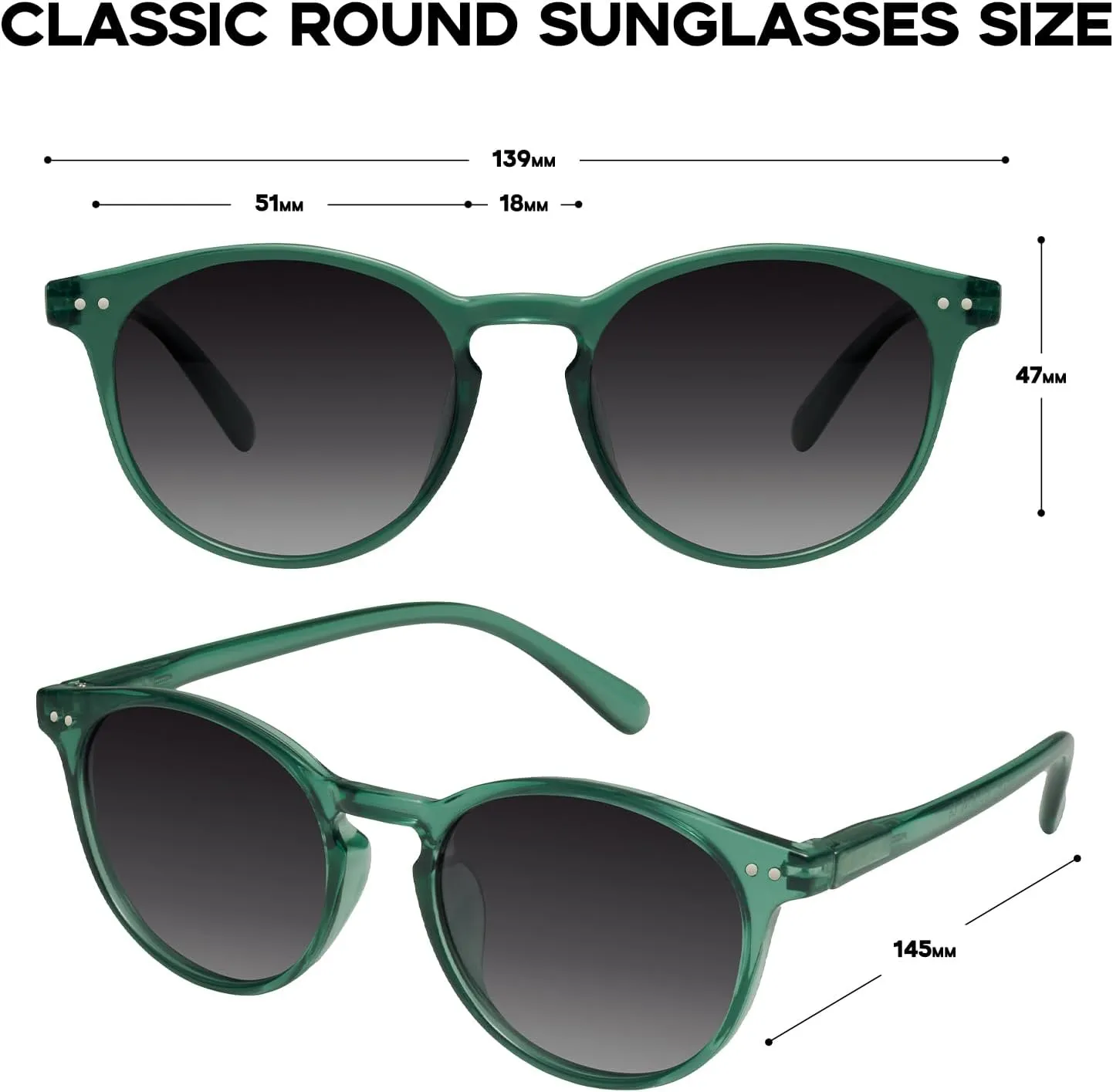 mosanana Round Polarized Sunglasses with Spring Hinges for Women Men Classic Retro Style MS52361