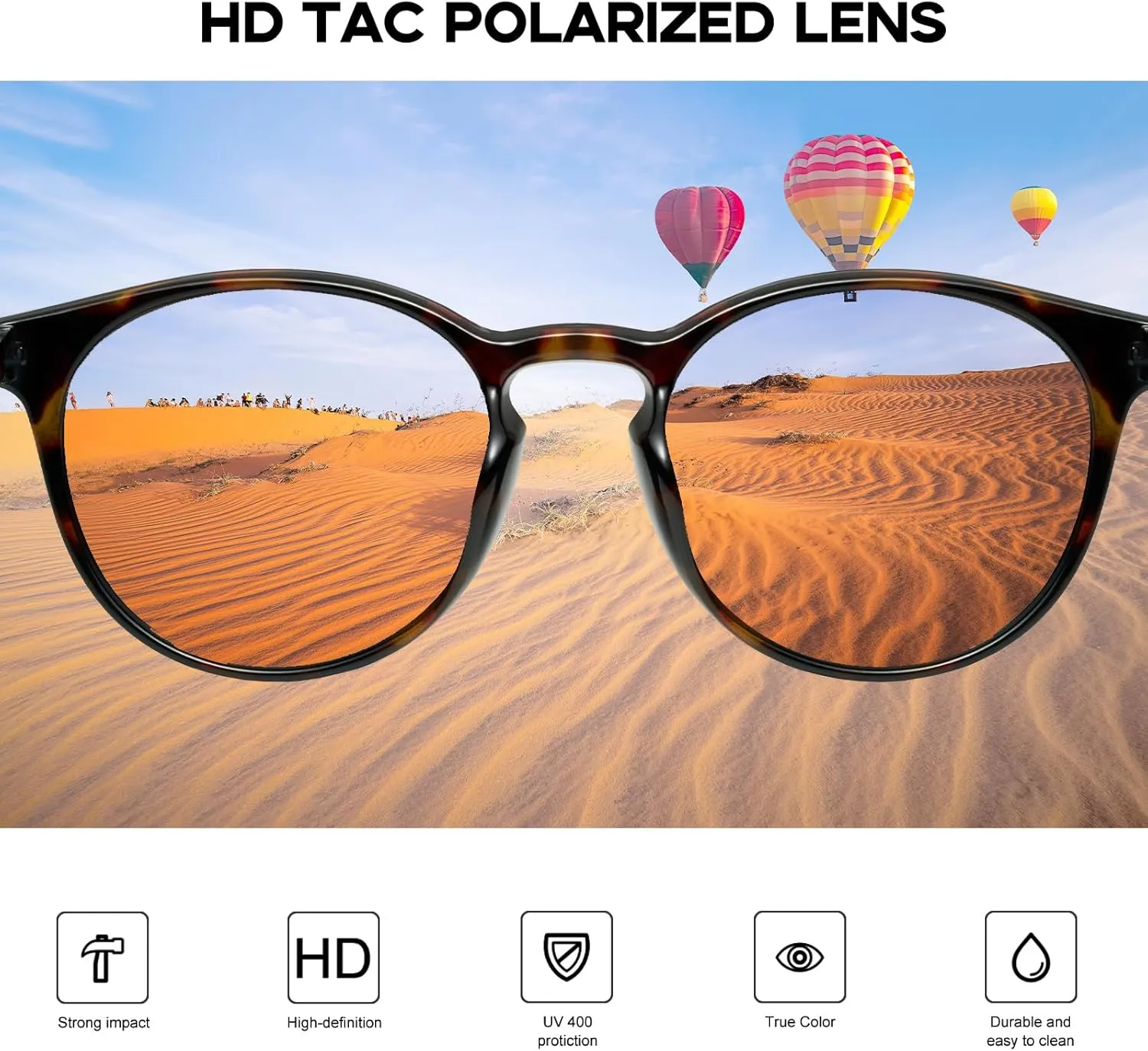 mosanana Round Polarized Sunglasses with Spring Hinges for Women Men Classic Retro Style MS52361