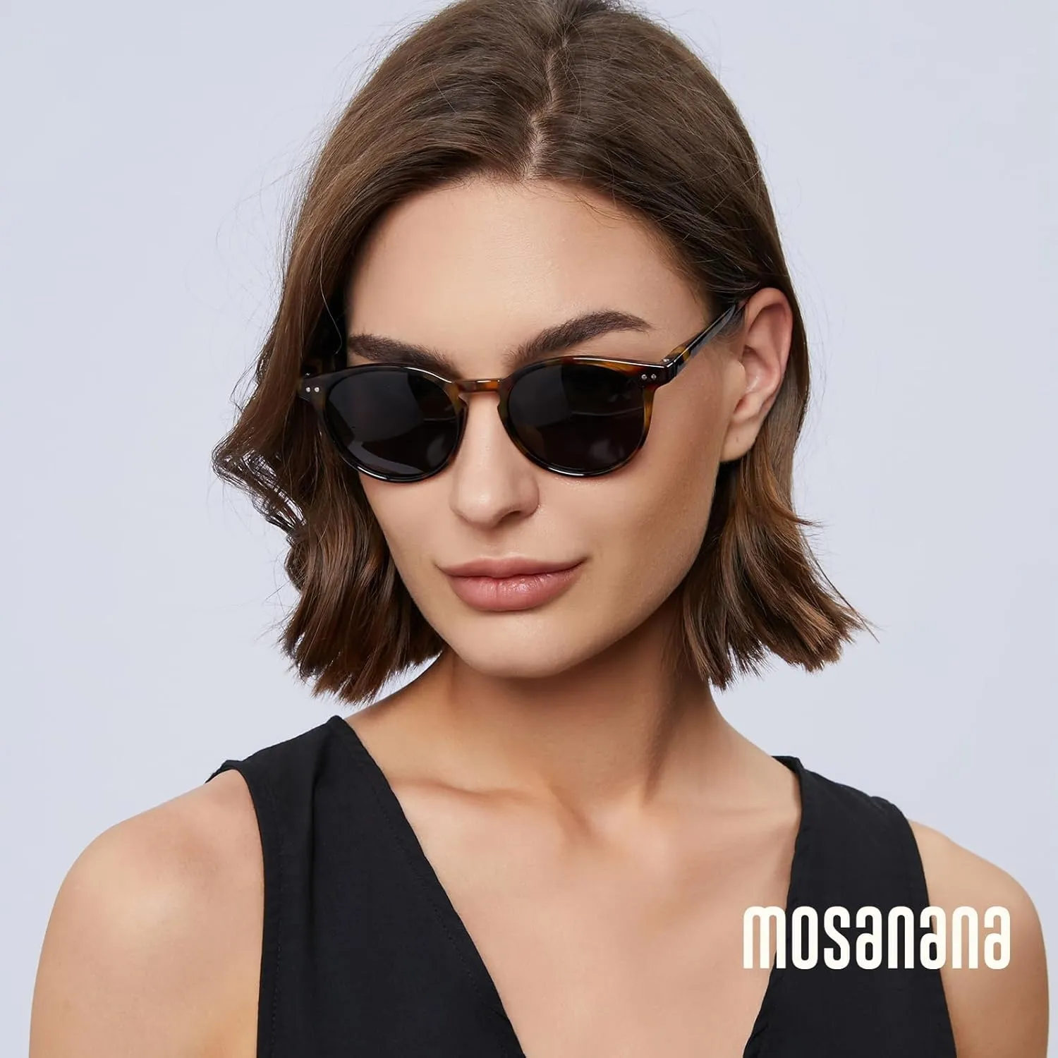 mosanana Round Polarized Sunglasses with Spring Hinges for Women Men Classic Retro Style MS52361