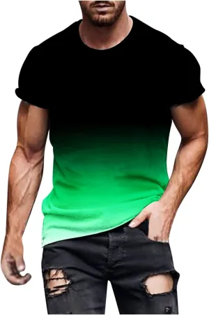 Muscularfit Mens Tshirts Graphic Big and Tall Short Sleeve Athletic Shirt Summer Fashion Gradient Color Crewneck Pullover Tee