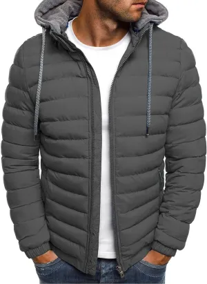 Muscularfit Men's Winter Puffer Jackets Lightweight Packable Quilted Jacket Full Zip Hooded Coat Thicken Insulated Jackets