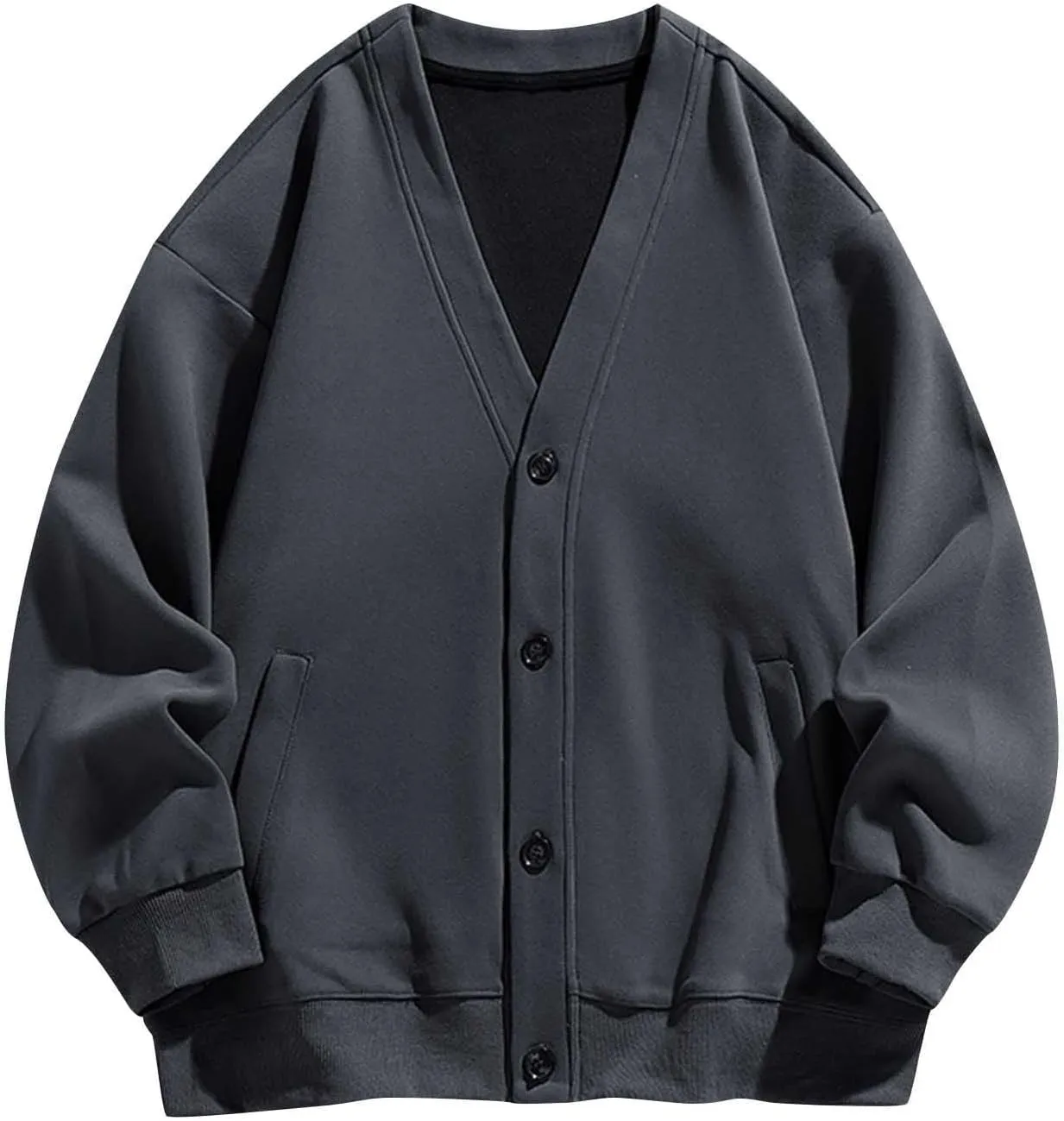 NATHGAM Men's Cardigan Jackets V Neck Oversized Single Breasted Jacket Big&Tall Men Button Down Cashmere Open Front Outwear