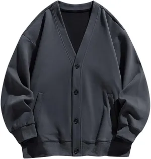 NATHGAM Men's Cardigan Jackets V Neck Oversized Single Breasted Jacket Big&Tall Men Button Down Cashmere Open Front Outwear